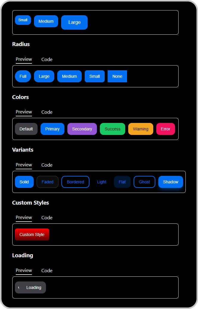 variants button VanillaUI